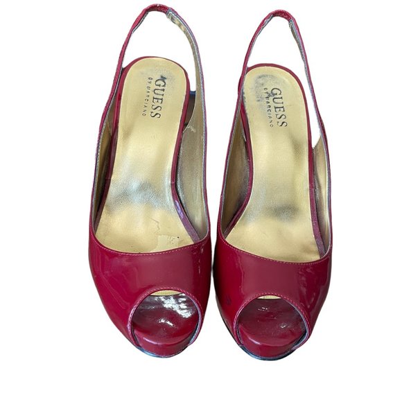 Guess Red Platform Patent Leather Slingback Heels Size 6 - Picture 2 of 8